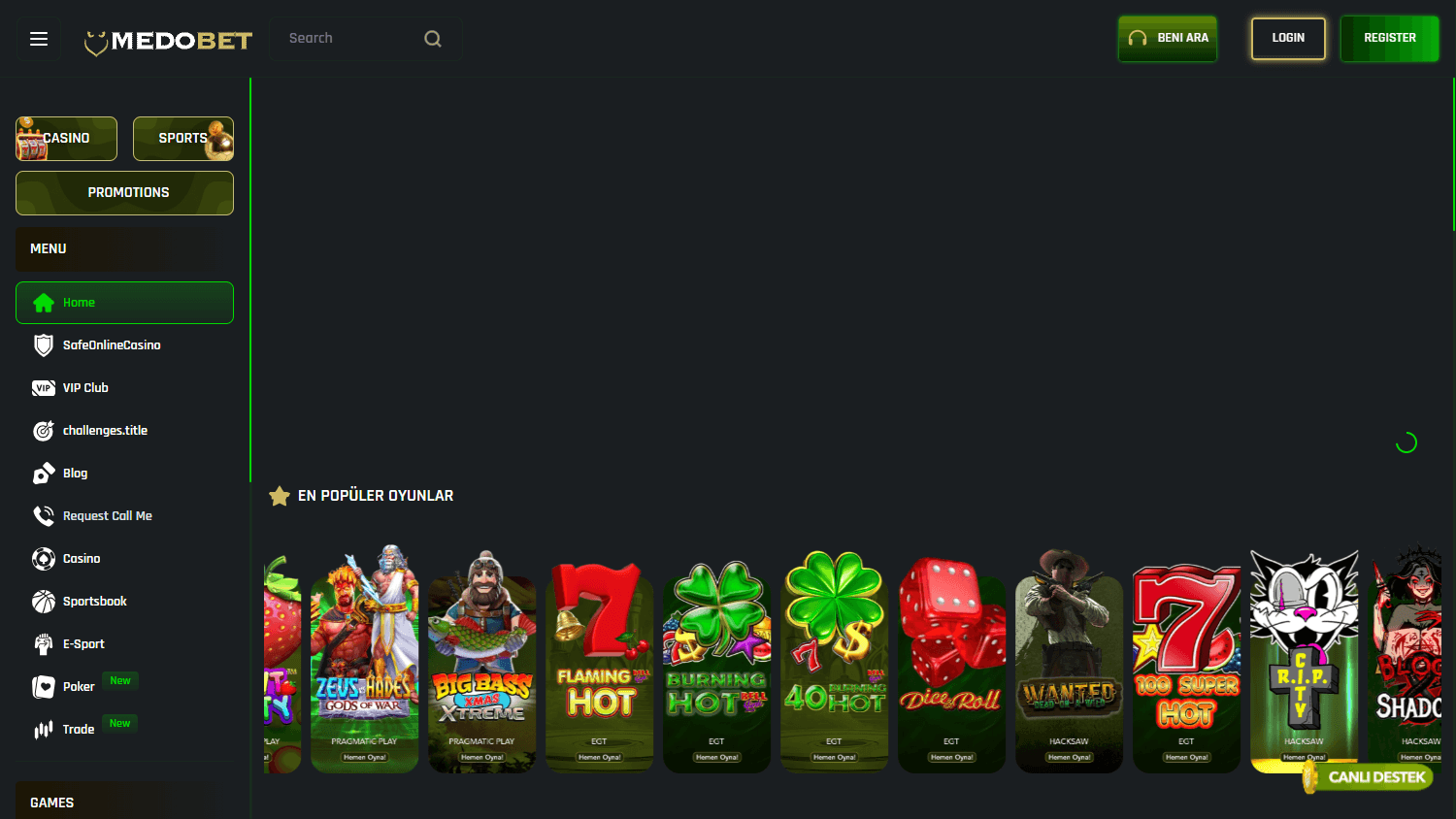 MEDOBET Casino Desktop screenshot